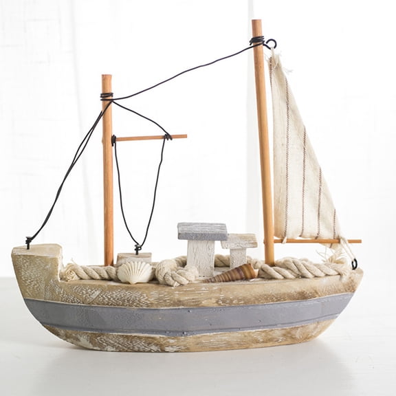 Raindrops 1Pack Wood Boat Model Multi Color Timber Relaxing Time 22x5x22cm