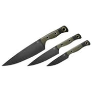 Benchmade Custom 3-Piece Alloy Steel Blade Kitchen Knife Set with Carbon Fiber Handle (OD and Black)