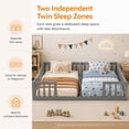 thumbnail image 3 of Miniyam Double Twin Floor Bed for Kids, Wood Bed Frame with Guardrails, Low Profile Design, Gray, 3 of 8