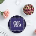 thumbnail image 4 of FMSHPON Happy Halloween Trick or Treat and Skull Geometric Plaid Set of 8 Round Coaster for Drinks, Absorbent Ceramic Stone Coasters Cup Mat with Cork Base for Home Kitchen Room Coffee Table Bar Decor, 4 of 6