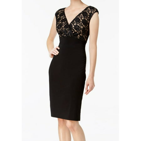 Connected Apparel NEW Black Nude Womens Size 6 Sequin Lace Sheath