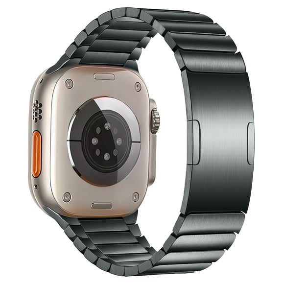 MaKTech Bracelet de Montre en Titane, Bracelet à Maillons en Métal Léger à Coins Arrondis avec Boucle Intégrée, pour Apple Watch Series 11/10/9/8/7, Ultra 3/2/1, SE 3/2/1 [2025] (46mm/45mm/44mm/49mm, Gris)