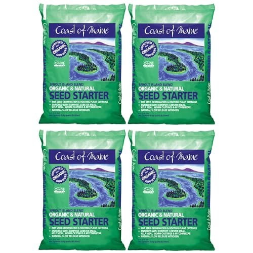 Coast of Maine, 8qt Pack of 4 Sprout Island Blend, Organic & Natural Seed Starter for Seed Germination & Root Plant Cuttings