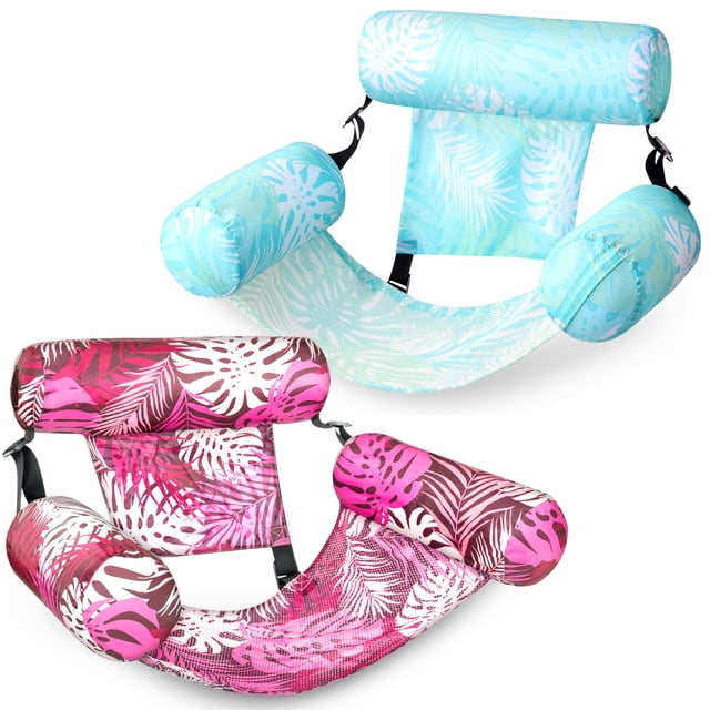 Flotadores inflables para piscina Sloosh para adultos, 2 paquetes con hojas tropicales