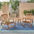 thumbnail image 4 of GDF Studio Kelsey Outdoor Acacia Wood 3 Piece Recliner Rocking Chair Chat Set, Teak, 4 of 7
