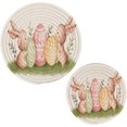 thumbnail image 7 of SKYSONIC Watercolor Easter Rabbit Trivet Round Hot Pads, Set of 2 Bunny Meadow Eggs Pot Holder Heat Resistant Trivets Cotton Thread Weave Mats for Kitchen Counter Hot Dishes Pot Teapot Table Decor, 7 of 7