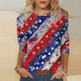 thumbnail image 2 of LYXSSBYX 4th of July Outfits for Women Women's Independence Day Printed Round Neck Three-quarter Sleeve 3/4 Sleeve T-Shirt Top, 2 of 5