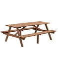 thumbnail image 2 of 8-Person Brown Wooden Picnic Table, Outdoor Camping & Dining Table with 2 Built-in Benches, 2220 LBS Weight Capacity, Ideal for Garden, Patio and DIY Use, 2 of 13