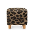 thumbnail image 2 of SCRAWLGOD Fur Leopard Print Brown Black Ottoman Cover, Stretch Slipcover for Square Ottomans Sofa Anti-Slip Footstool Cover with Elastic Bottom, 2 of 7