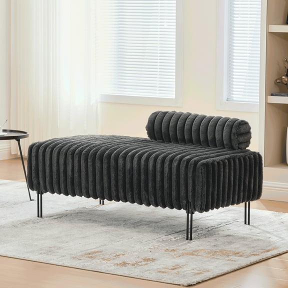 49.6" Wide Upholstered Mini Loveseat with Adjustable Back & Metal Legs - 2-Seater Space-Saving Sofa Bed Bench Footrest for Small Living Room Bedroom Entryway, Charcoal