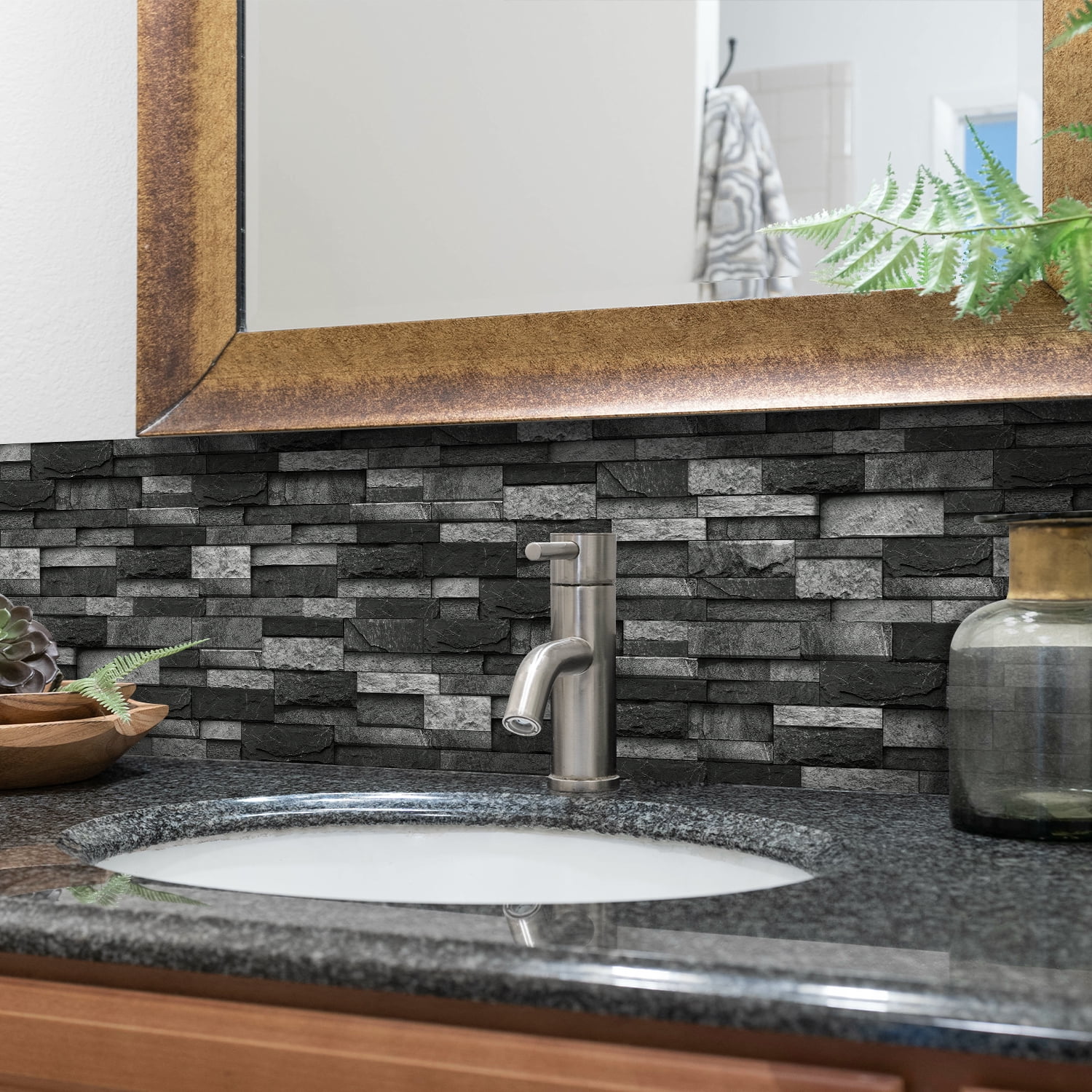 Peel and Stick Backsplash 3D Wall Tiles,Self-Adhesive,Oil Proof,Waterproof, Removable Wall Panels for Kitchen & Bathroom,Modern Design, Easy Install (9.68x4.72 inch,48 Pack)