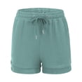thumbnail image 4 of TTUHYWXI Shorts for Women Summer Casual High Waisted Drawstring Wide Leg Womens Gauze Shorts (Light Green, M), 4 of 7