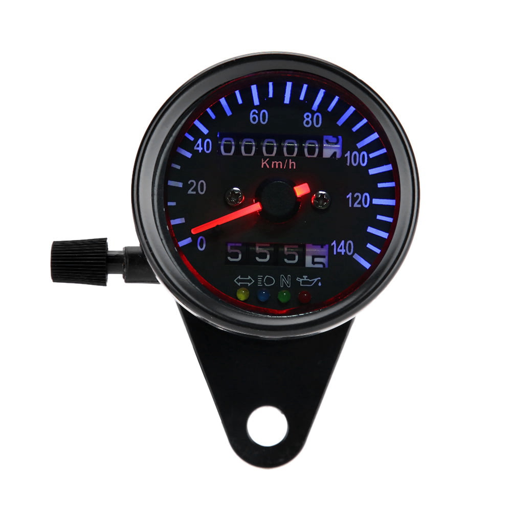 12V LED Backlight Motorcycle Dual Odometer Speedometer Gauge Cafe Racer 