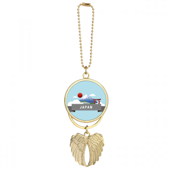 Japan Mount Red Sun Rail Train Temple Car Keychain Angel Wing Pendant