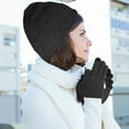 thumbnail image 3 of VEGCOO Women’s Knit Beanie Scarf Gloves Set – Warm Winter Hat, Touchscreen Gloves & Long Scarf, Soft Stretchable, Lightweight for Cold Weather, 3 of 7
