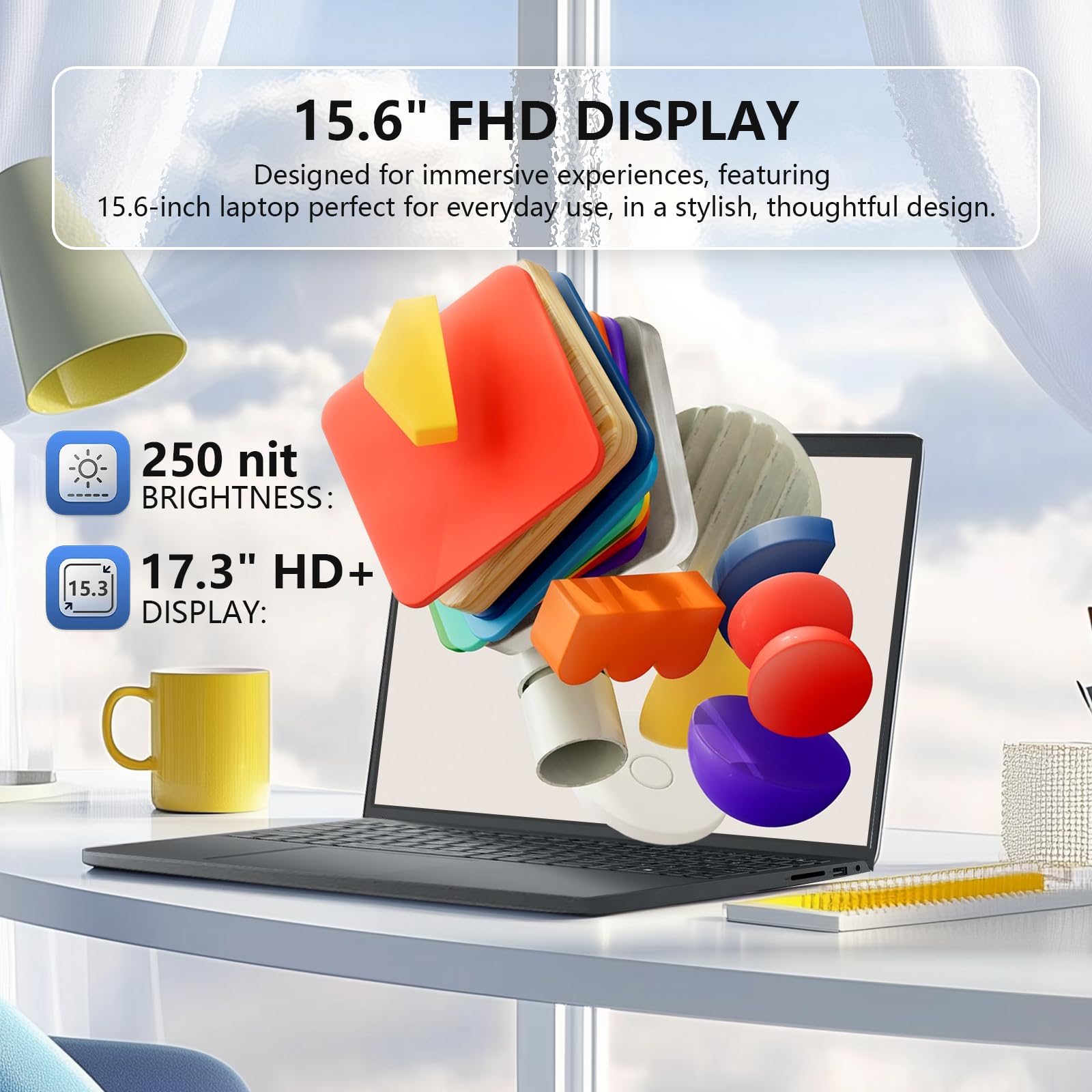 Dell Inspiron 3535 Touchscreen Laptop - with 2024 Office Lifetime & External DVD Drive, 15.6" FHD Touch Computer for Business, AMD Ryzen 7 7730U, HD Webcam, Copilot AI, Win 11 pro (16GB RAM | 1TB SSD)