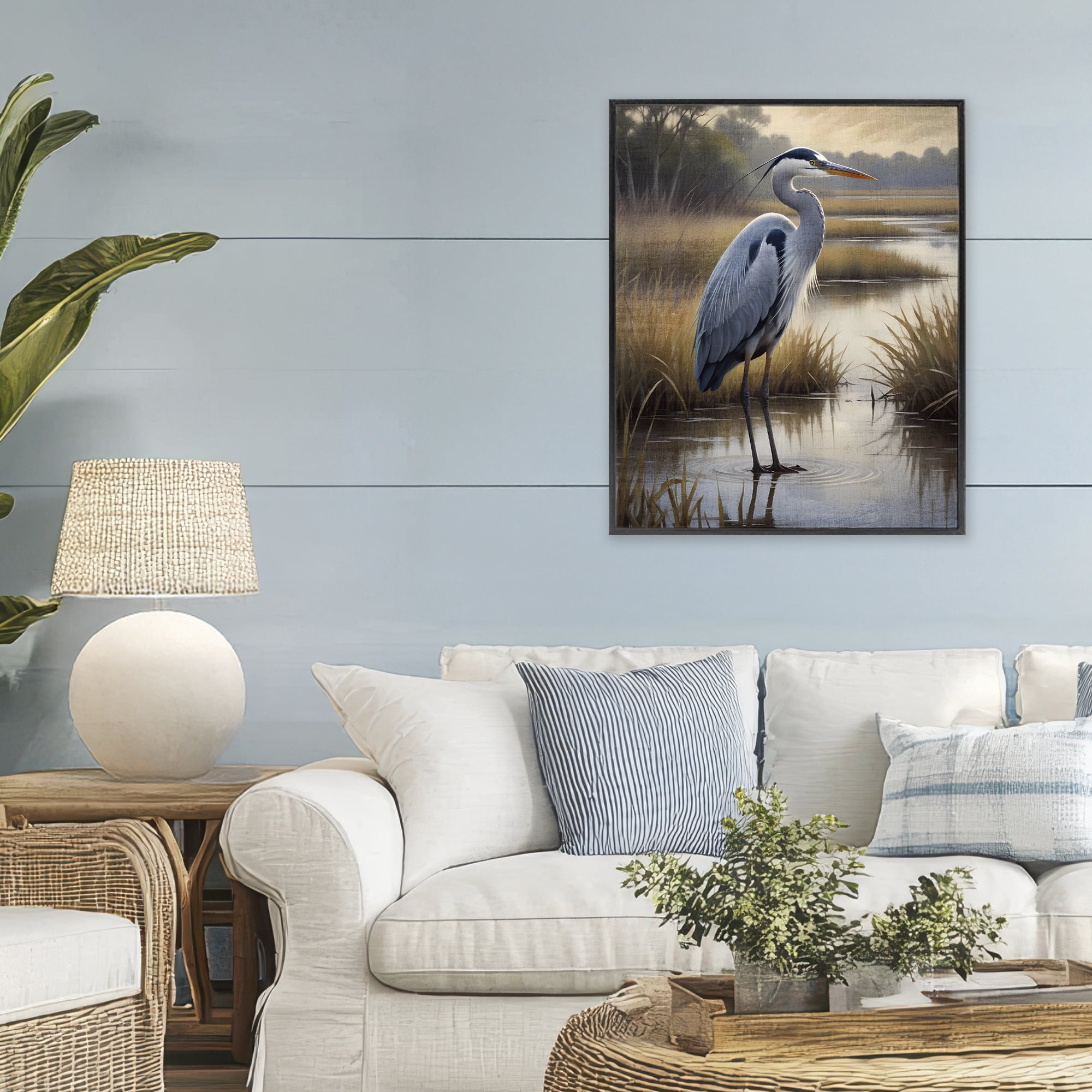 Stupell Industries Heron in Serene Marshlands Black Framed Giclee Art, design by Susan Arnot