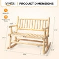 thumbnail image 6 of UBesGoo 33.5in Wide Fir Wood 2-Person Outdoor Rocking Chair Log Built Slatted Seat Natural, 6 of 11