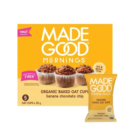 MadeGood Snack Bars Banana Chocolate Chip Oat Cups - 1.23oz/5ct
