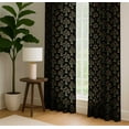 thumbnail image 4 of Vargottam 84 Inch Rod Pocket/Back Tab Cotton Curtains for Windows and Doors - Light Filtering Cotton - Light Filtering Drapes For Doors - Set of 2 Panels, 52"x84" - Floral Block Print (Black), 4 of 8