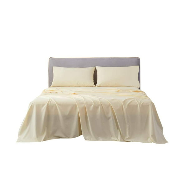 4pc King Size Attached Waterbed Sheets with 15 Inch Deep Pocket Solid Ivory 1500 Series