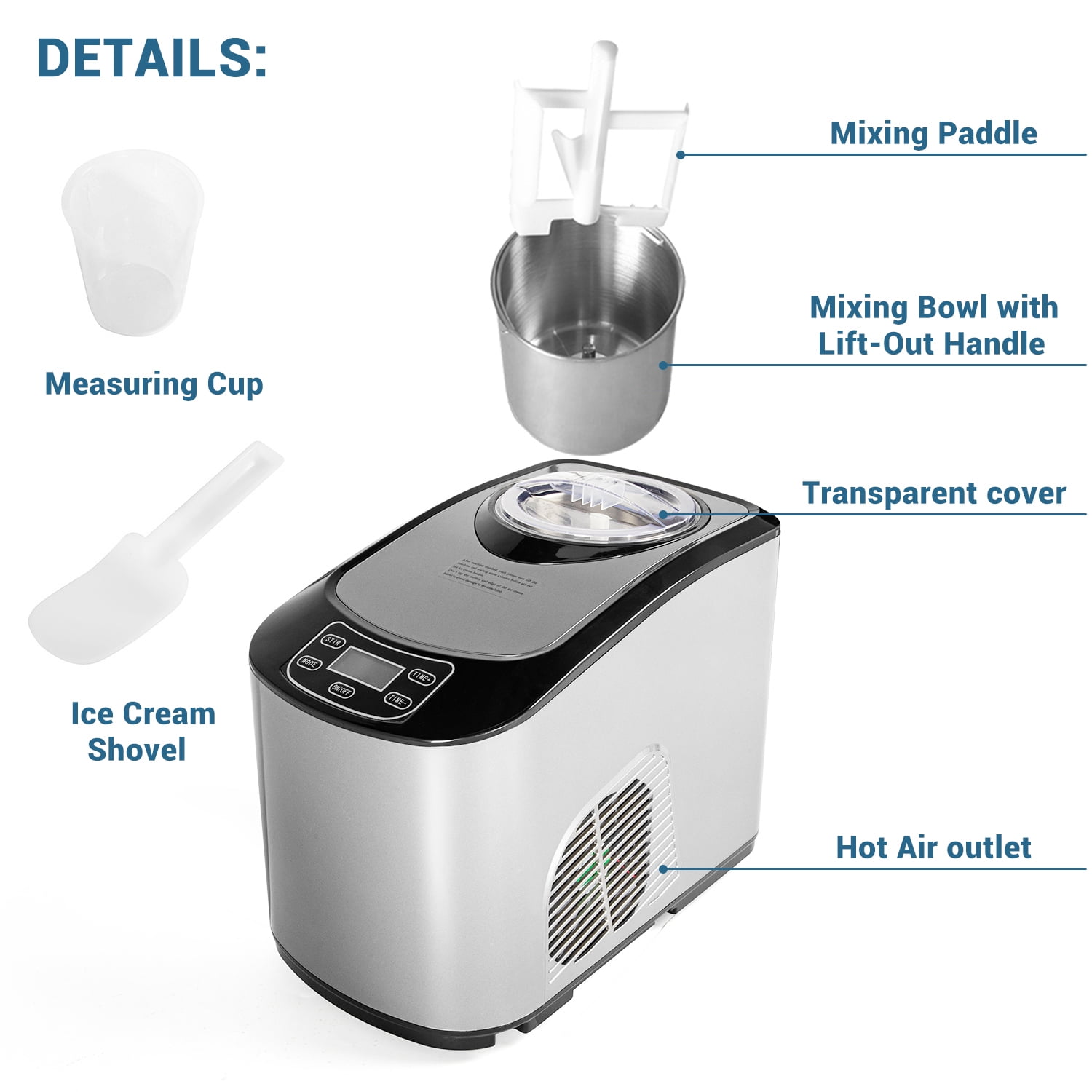 Kepooman Home Countertop Gelato Maker for Party, 1.5-Quart Stainless Steel Ice Cream Maker, No Pre-Freezing, Silver Kepooman Home Countertop Gelato Maker for Party, 1.5-Quart Stainless Steel Ice Cream Maker, No Pre-Freezing, Silver