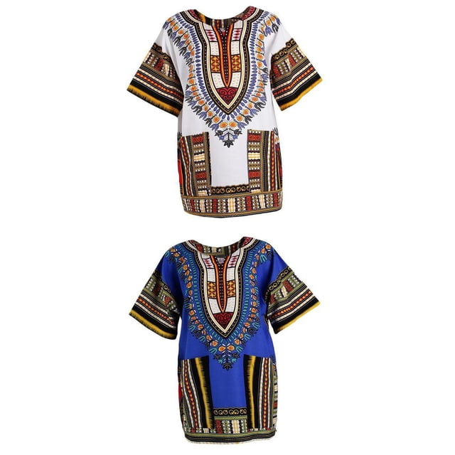 Vestido Algodón Dashiki Sunnimix Unisex Estampado Africano 2 Piezas