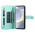 thumbnail image 5 of for Samsung Galaxy S23 FE Case with Card Holder, Retro Premium PU Leather Shoulder Wrist Strap Zipper Kickstand Flip Cover Women Girl Wallet Phone Case for Samsung Galaxy S23 FE, Mint, 5 of 9