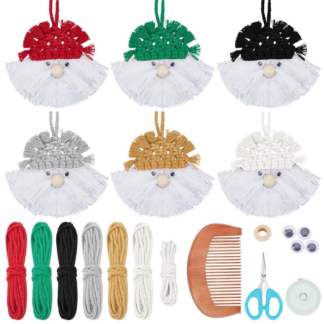 Juego de 6 gnomos navideños de macramé de Freebloss