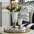 thumbnail image 2 of 9.7" Vintage Style Ceramic Pedestal Vase in Gold & White - D√©cor for Any Room, 2 of 2