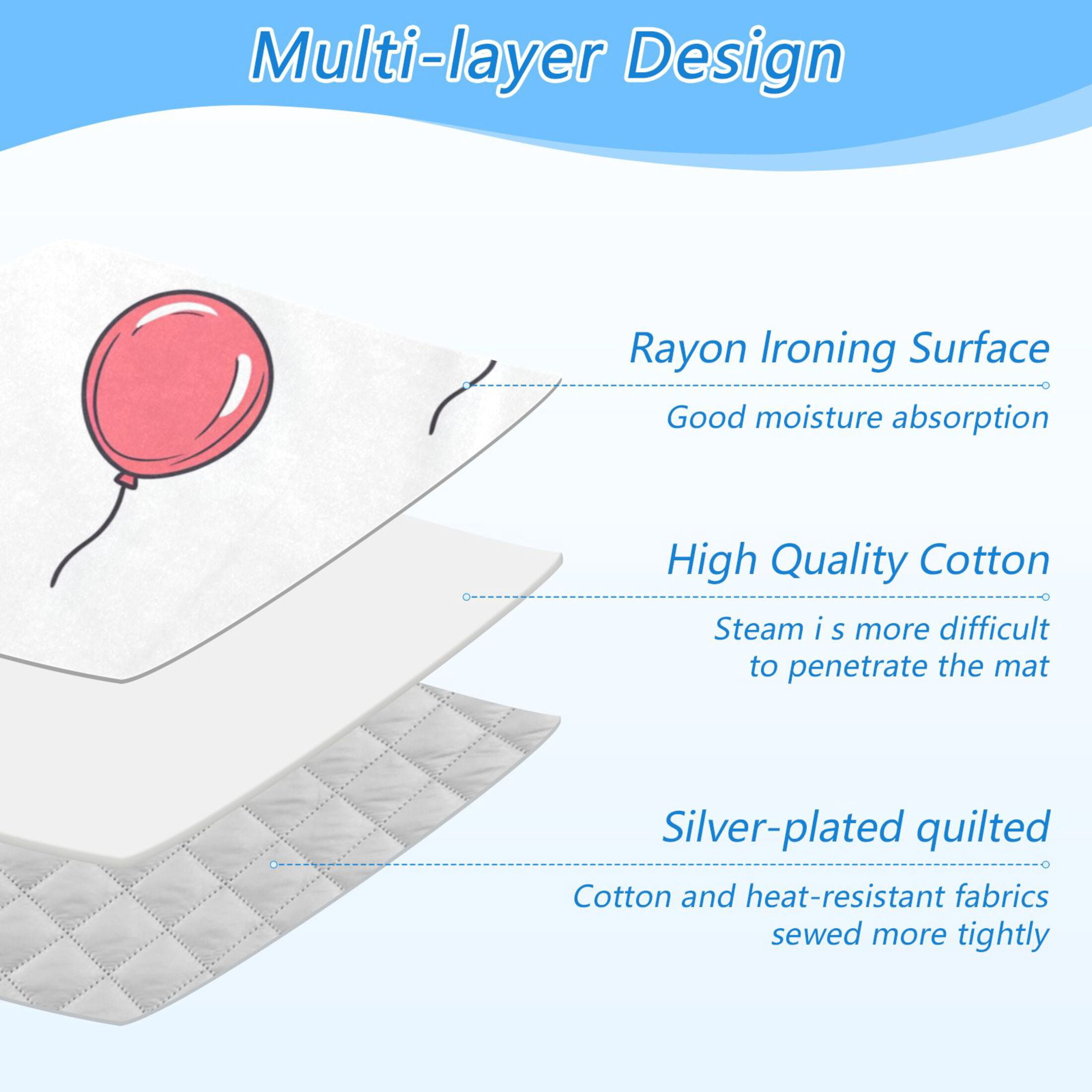 Bright Color Balloons Ironing Mat Blanket Portable Travel Ironing Pad Heat Resistant Pad 47.2" x 27.6”