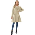 thumbnail image 2 of Women's Elegant British Style Trench Coat Lapel Collar Double Breasted A Line Mid Long Jacket with Pockets, 2 of 11