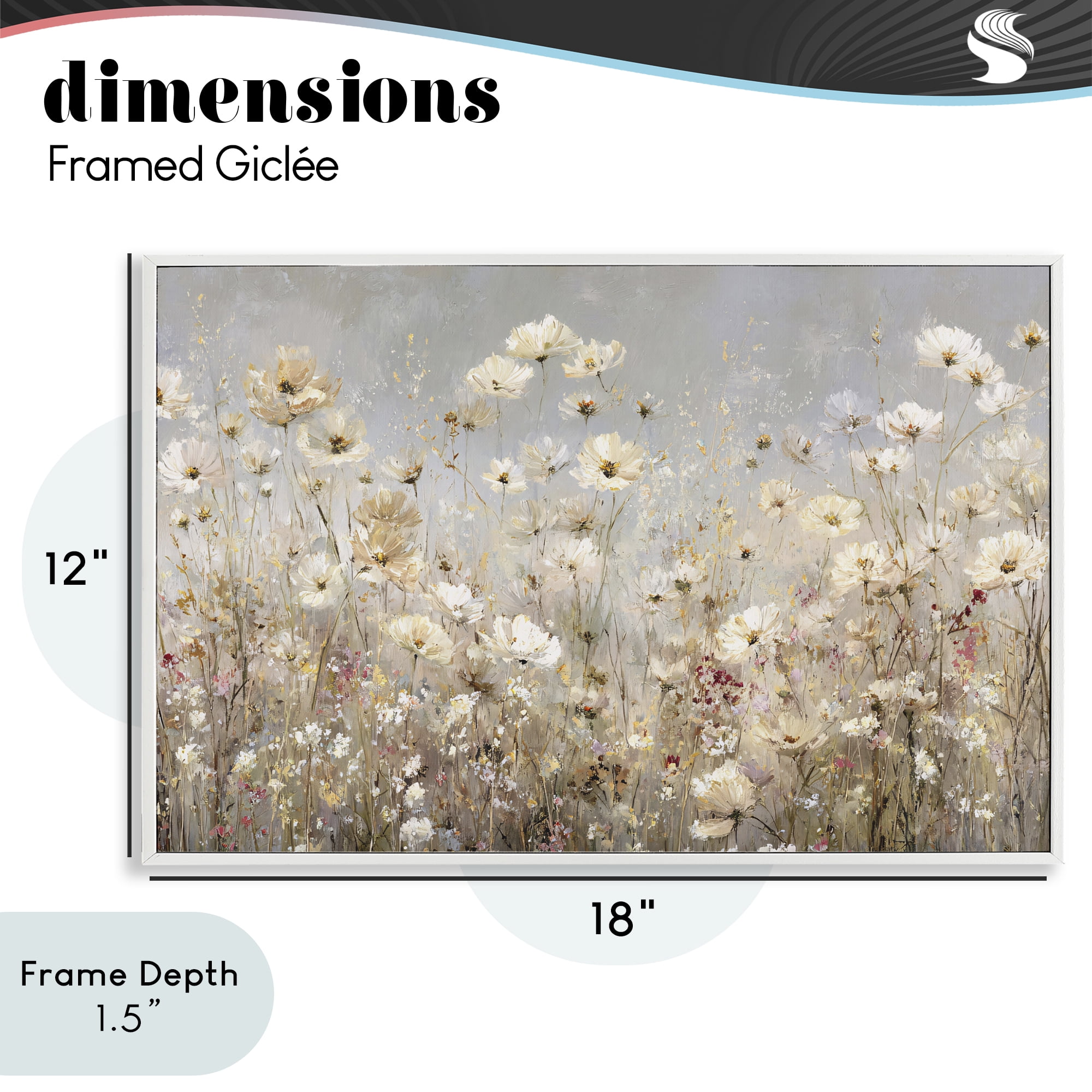 Stupell Industries White Daisy Clusters Meadow White Framed Giclee Art, design by Jacky Ngan