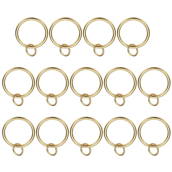 Uxcell 14 Pcs Curtain Rings with Eyelets, 1.25"ID Glide Smoothly Metal Drapery Ring Fit Up to 1" Curtain Rod, Light Gold