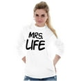 thumbnail image 3 of Just Married Newlyweds Cute Matching Women Plus Size Long Sleeve Graphic Tee Brisco Brands 3X, 3 of 6