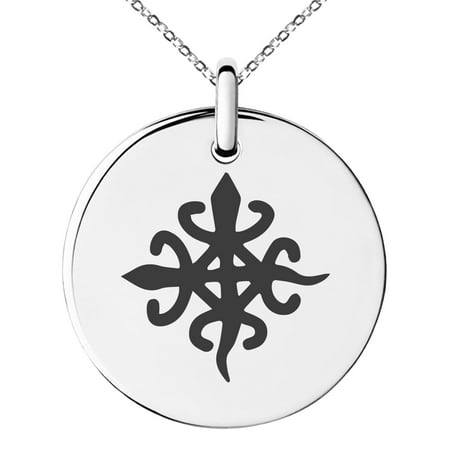 Family Unity Medallion - Stainless Steel Aztec Unity Rune Engraved Small Medallion Circle Charm Pendant Necklace