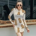 thumbnail image 6 of Capybara Women's Long Sleeve Bodycon Dress Soft Stretchy For Everyday Wear And Special Occasions, 6 of 6