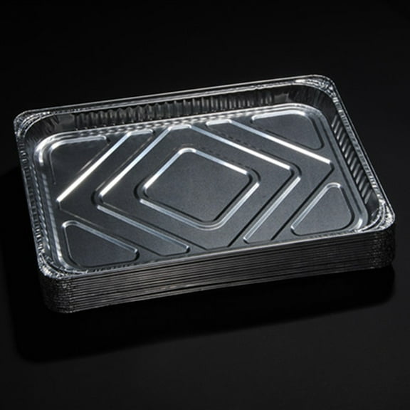 OUNONA Sturdy Aluminum Foil Pans Silver for Barbecue Drip Pan 10Pcs