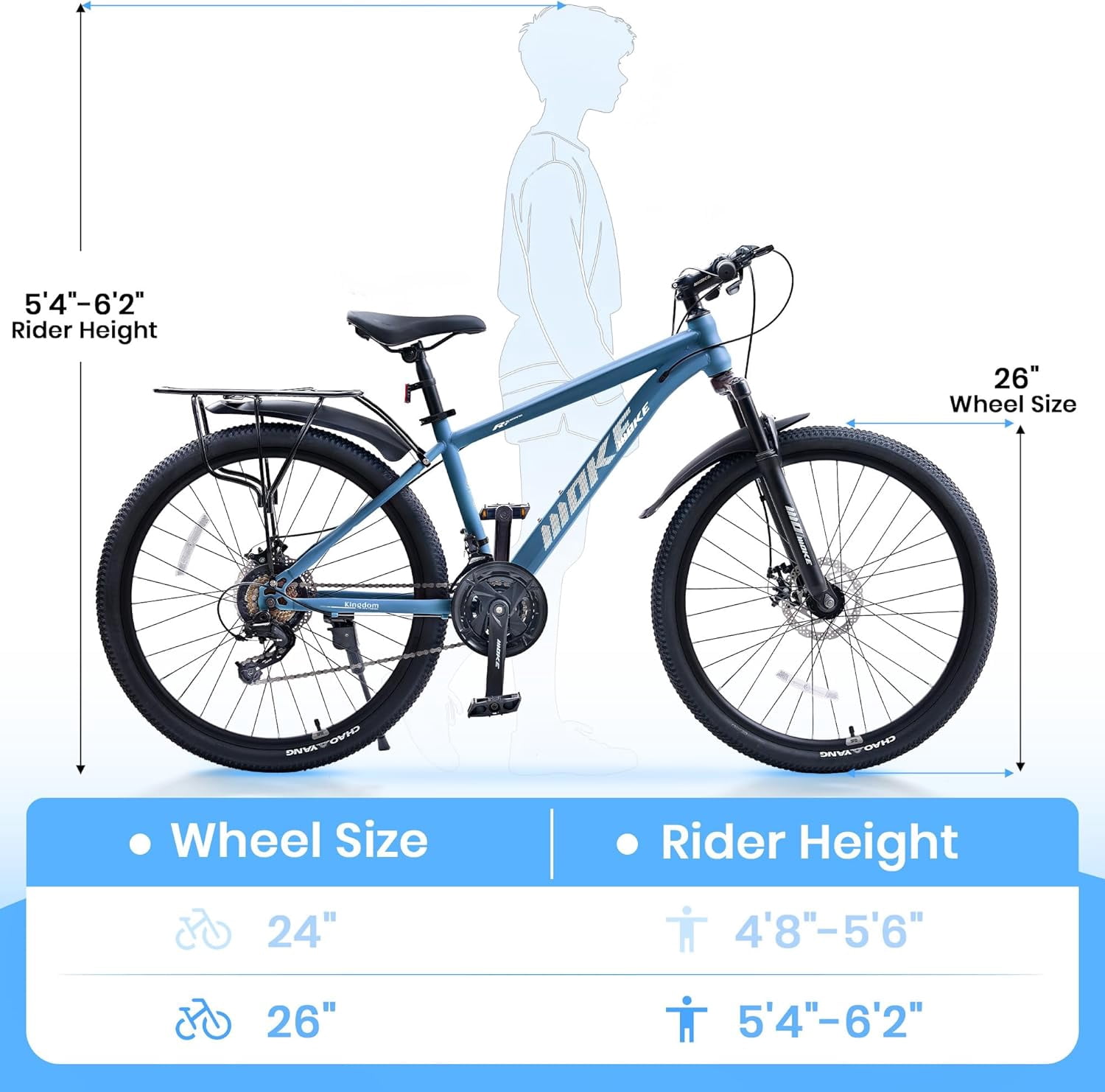 DEYGIA 24 inch Mountain Bike for Over 6 years with 21-Speed Drivetrain, Suspension Fork, Dual Disc Brakes, Rear Rack, Internal Cable