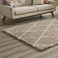 thumbnail image 7 of Modway Toryn Diamond Lattice 8x10 Shag Area Rug in Beige and Ivory, 7 of 7