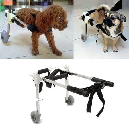 2-Wheels 10'' Dog Pet Wheelchair, Hind legs Rehabilitation Wheels  Cart Height Walk For Handicapped Leg Dog Stainless