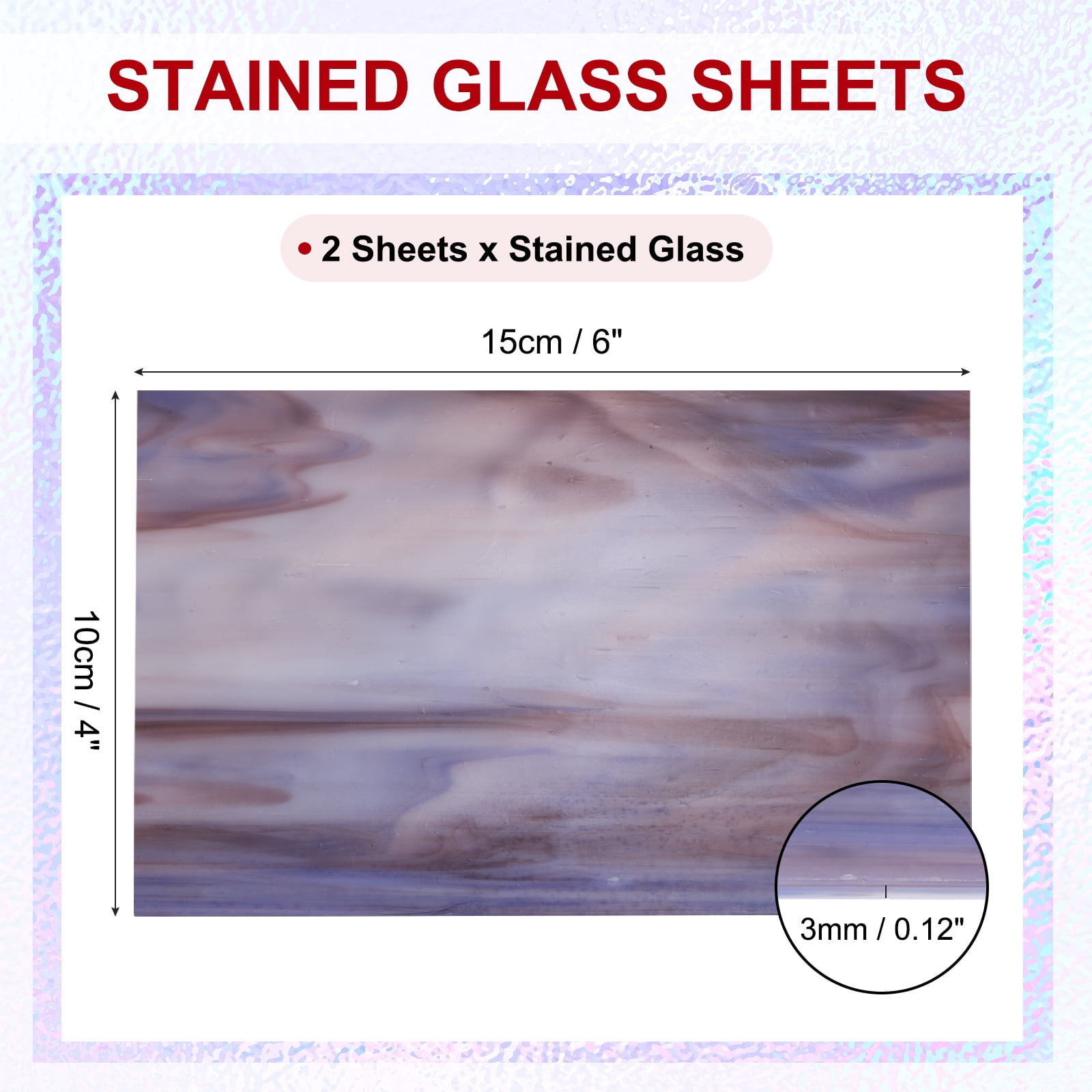Uxcell 4 x 6" Stained Glass Sheets 2 Sheets Transparent Art Glass Dark Purple