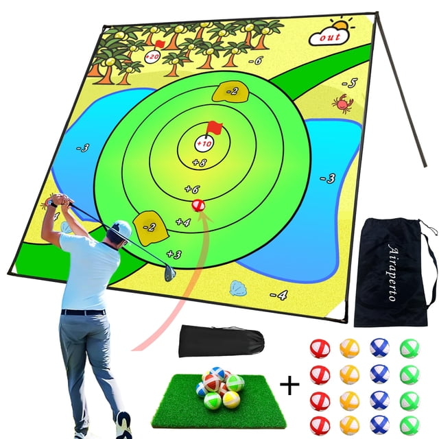 Juego de alfombrilla de golf Airaperto con 32 pelotas, 207 x 207 cm