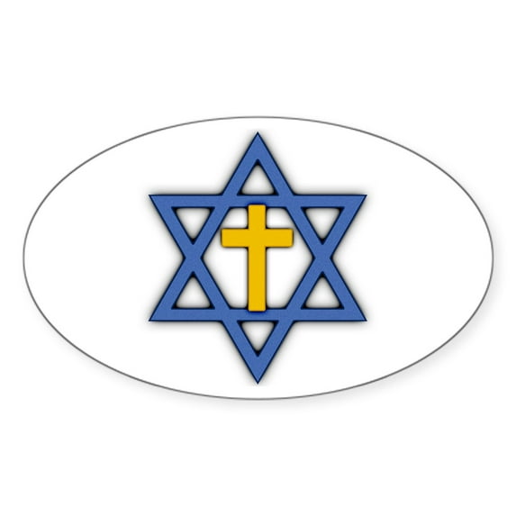CafePress - Star Of David With Cross Oval Sticker - Sticker (Oval)
