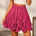 thumbnail image 2 of Unir Women Multi-Layer Ruffle Tiered Flowy Mini Chiffon Skirt Elastic High Waist Pleated Summer Beach Casual Bottom 1PC S-XXL Plus Size Friendly, 2 of 4