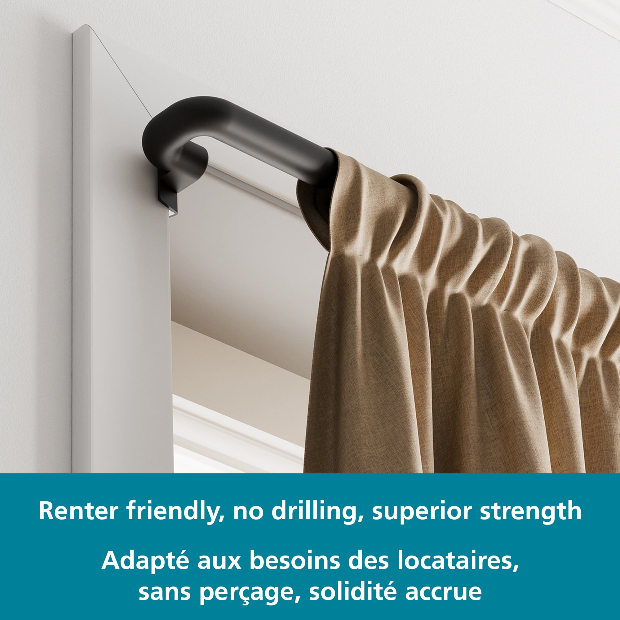 Mainstays Room Darkening Window Curtain Rod, No Drilling, Adjustable, 48" - 84"