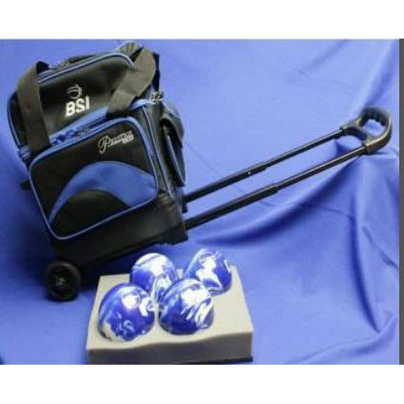 EPCO BuyBocceBalls Listing - BSI Roller Bowling Ball Bag - 4 Candlepin or Duckpin Balls - Black & Royal