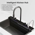 thumbnail image 4 of 29.5 x 17.7 Inch Kitchen Sink Digital Display Embossed Large Single Groove honeycomb Black Nano Raindance Waterfall Sink with Pressurized Cup Washer and Two Waterfalls, 4 of 9