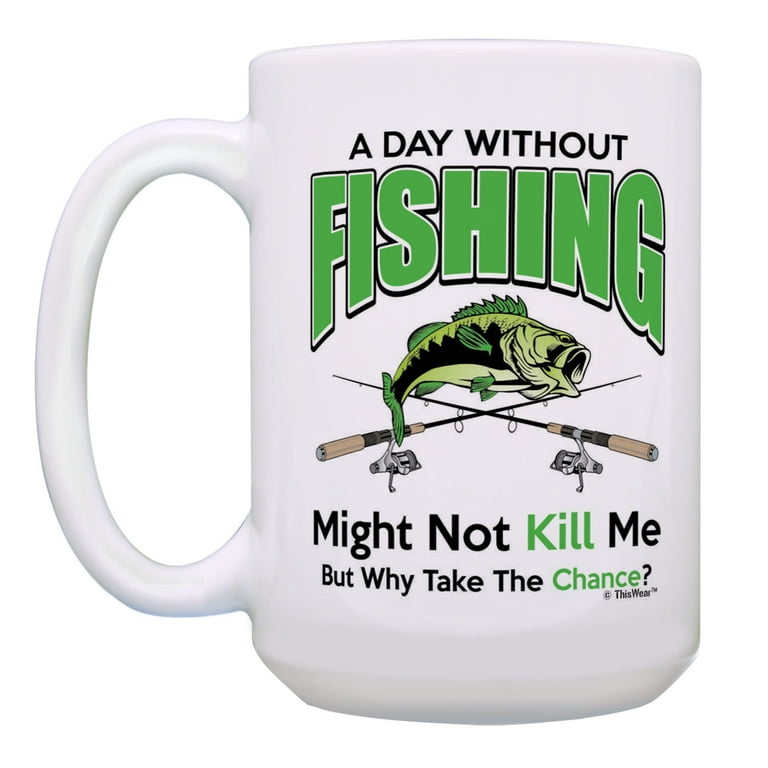 ThisWear Funny Fishing Mug Set A Day Without Fishing Coffee Cup 2 Pack Gift  15oz Coffee Mugs