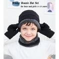 thumbnail image 2 of Sinhoon by Sinhoon Kids Winter Touchscreen Beanie Hat Scarf Gloves Set, Black, 2 of 6